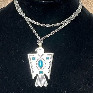 Nickel Silver Bell Thunderbird Pendant Necklace